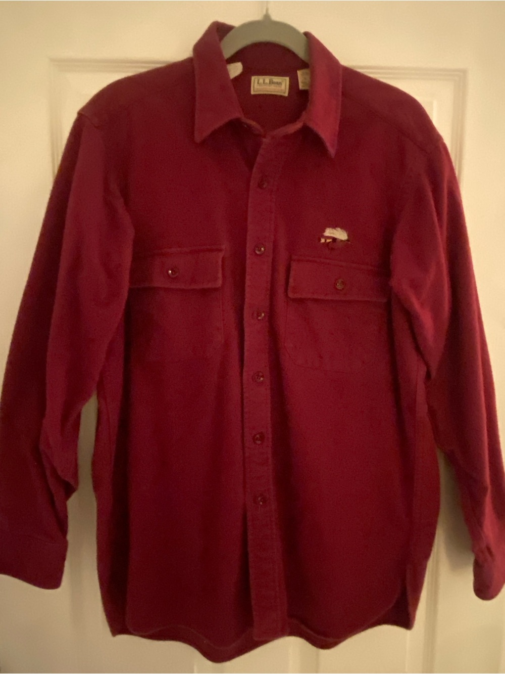 L.L. Bean Men's Burgundy Button-Front Casual Shirt